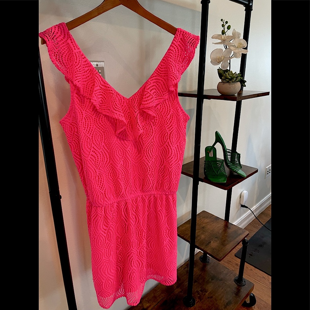 Lilly Pulitzer Alessa Romper Dress in gorgeous neon pink! M